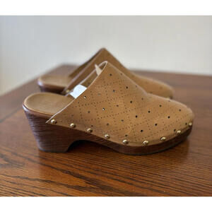 Aerosoles Martha Stewart Mule Shoes Women's Size 10M Brown Leather Studded Clogs
